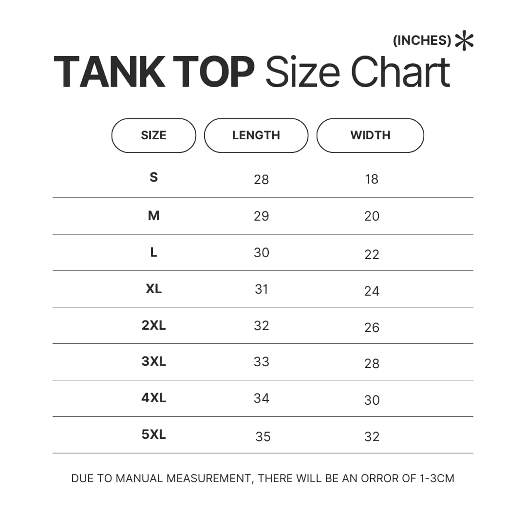 Tank Top Size Chart - Kamisama Kiss Store