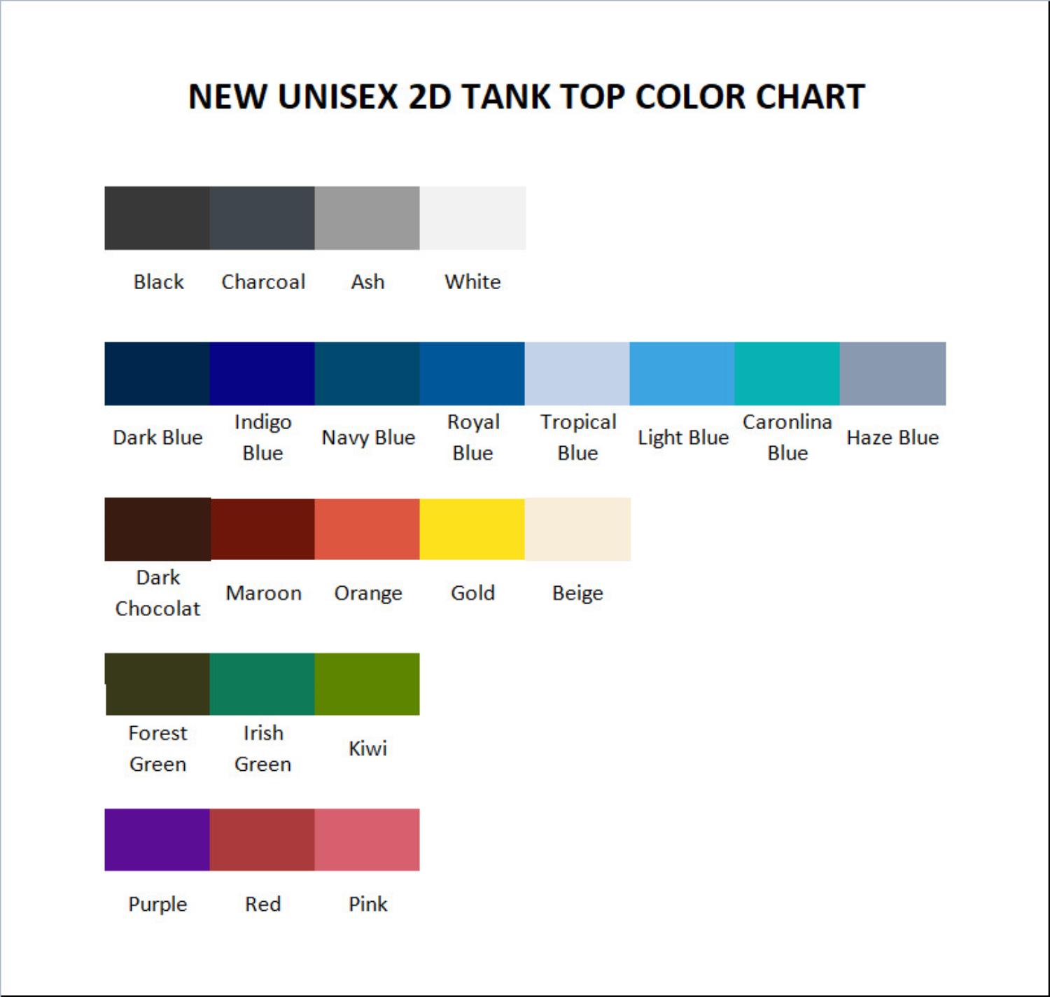 tank top color chart - Kamisama Kiss Store