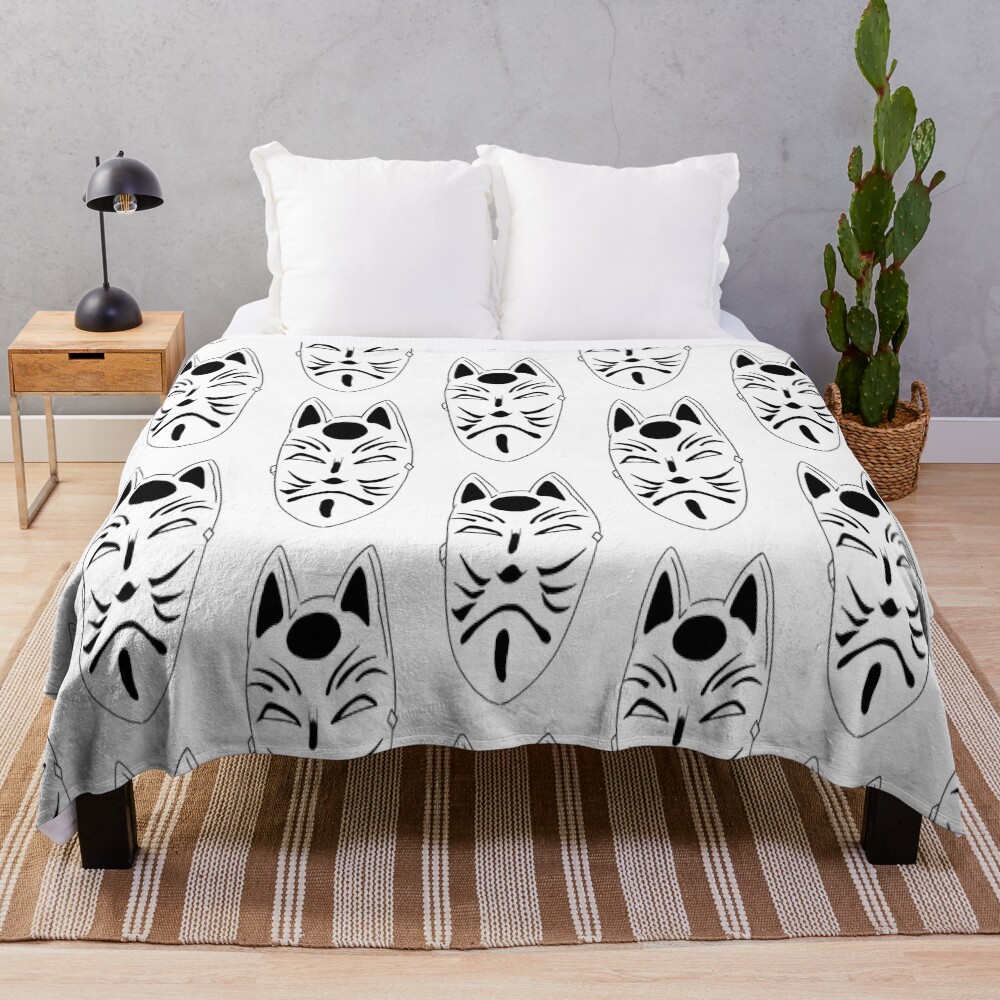 Kitsune Mask Throw Blanket