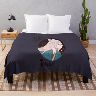 Retro Vintage Tomoe Kitsune Throw Blanket