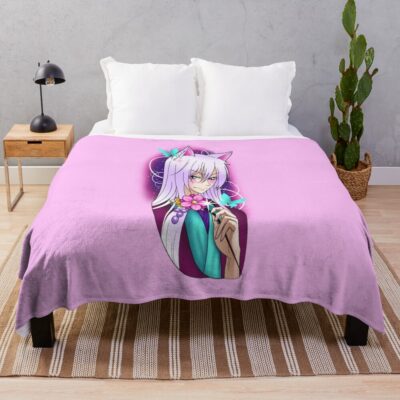 Tomoe And Flower Clip Throw Blanket