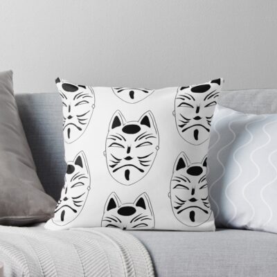 Kitsune Mask Throw Pillow